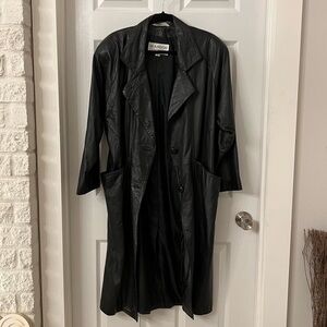 Black leather oversized coat